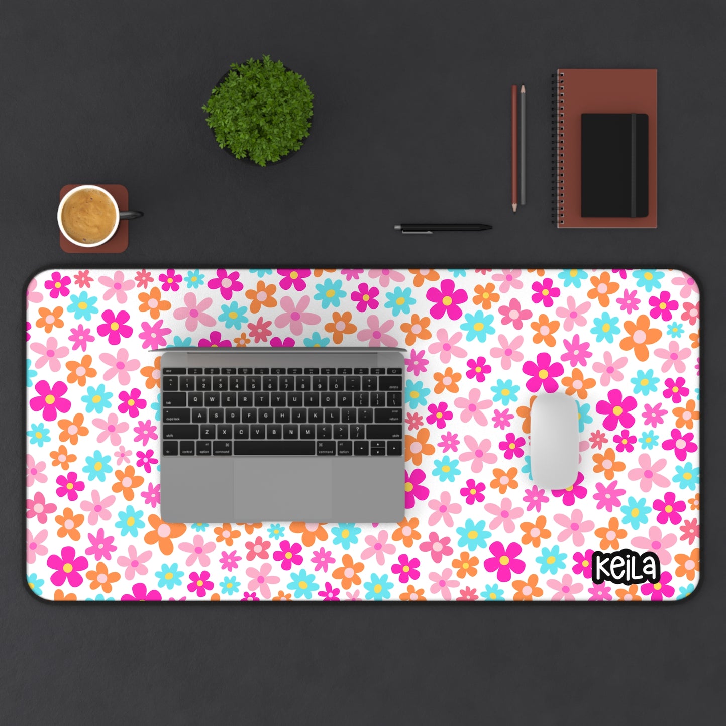 Colorful Floral Desk Mat – Cute Office Decor with Vibrant Flowers