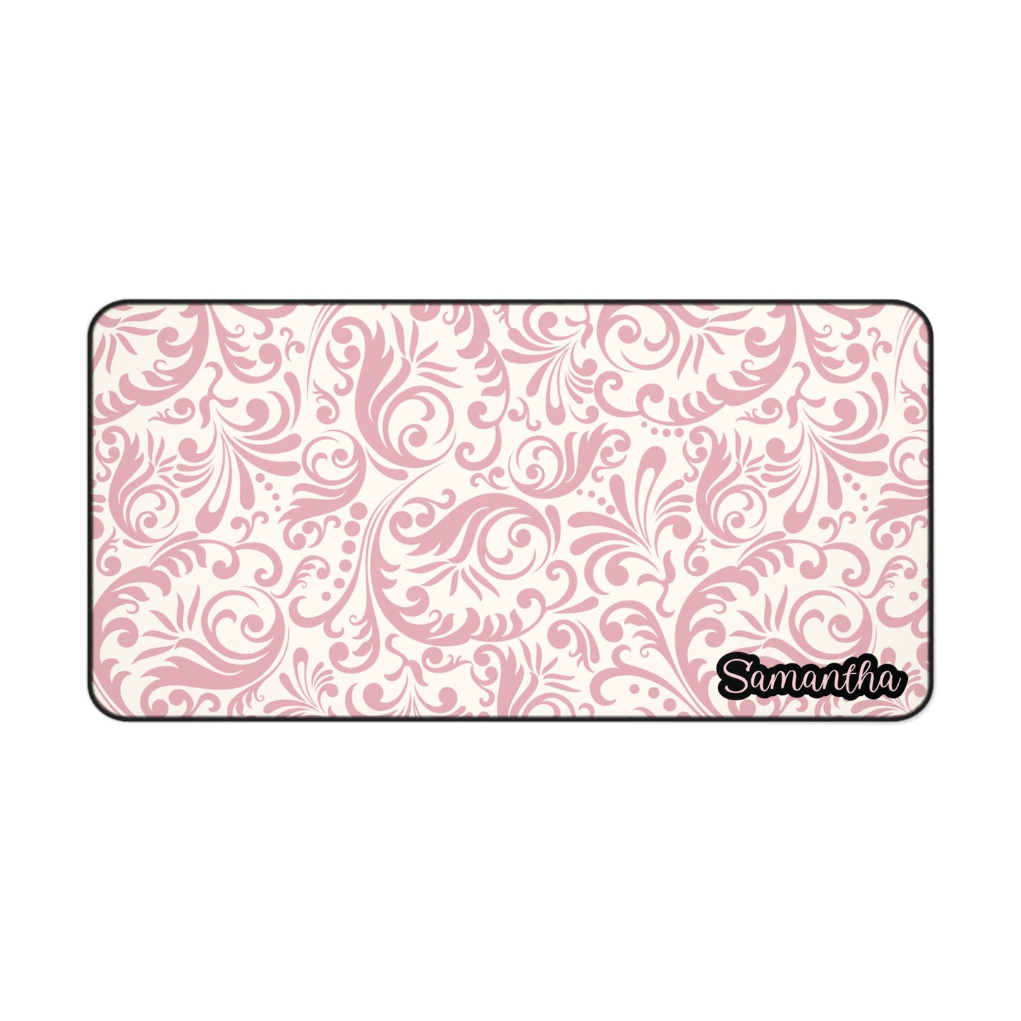 Personalized Elegant Pink Vintage Desk Mat | Cute Desk Pad