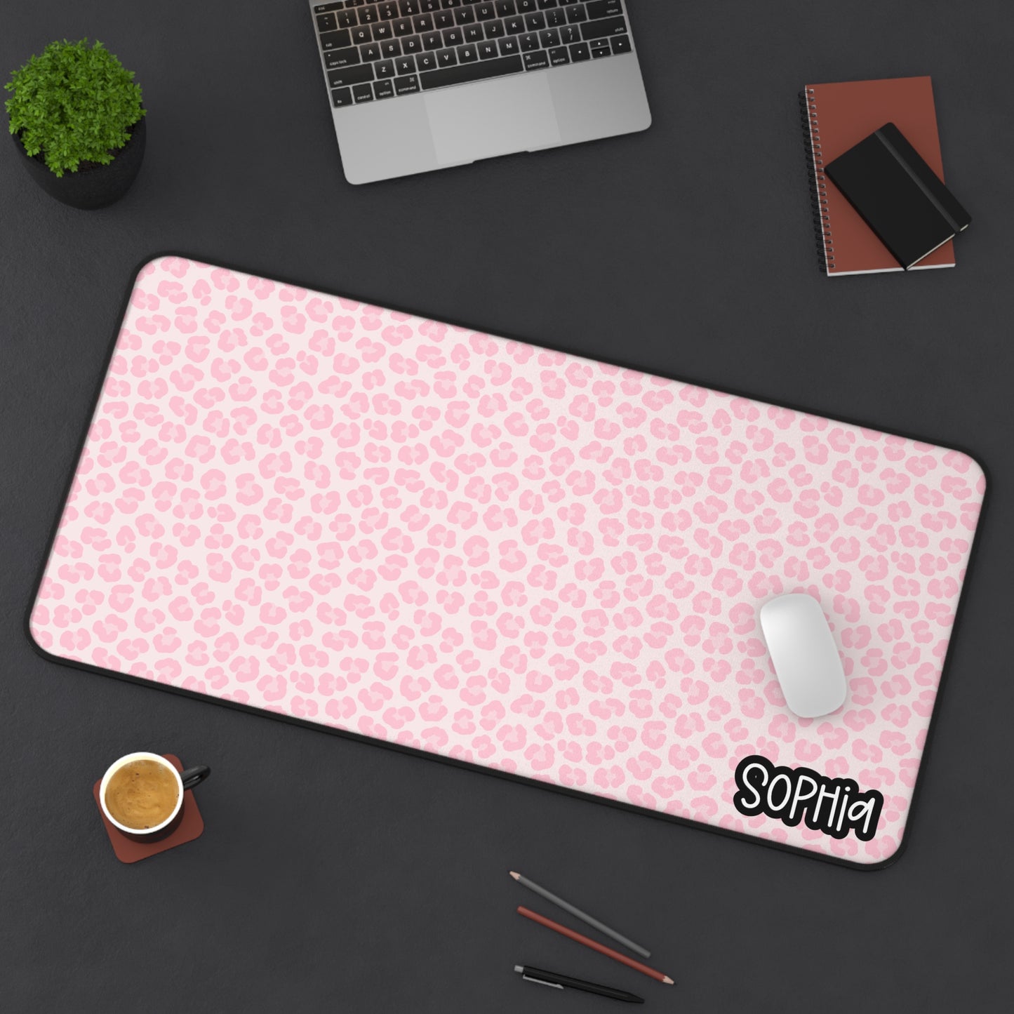 Pink Leopard Desk Mat — Personalized Leopard Mousepad
