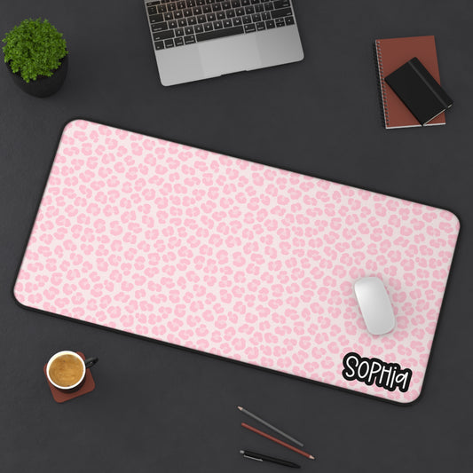 Pink Leopard Desk Mat — Personalized Leopard Mousepad