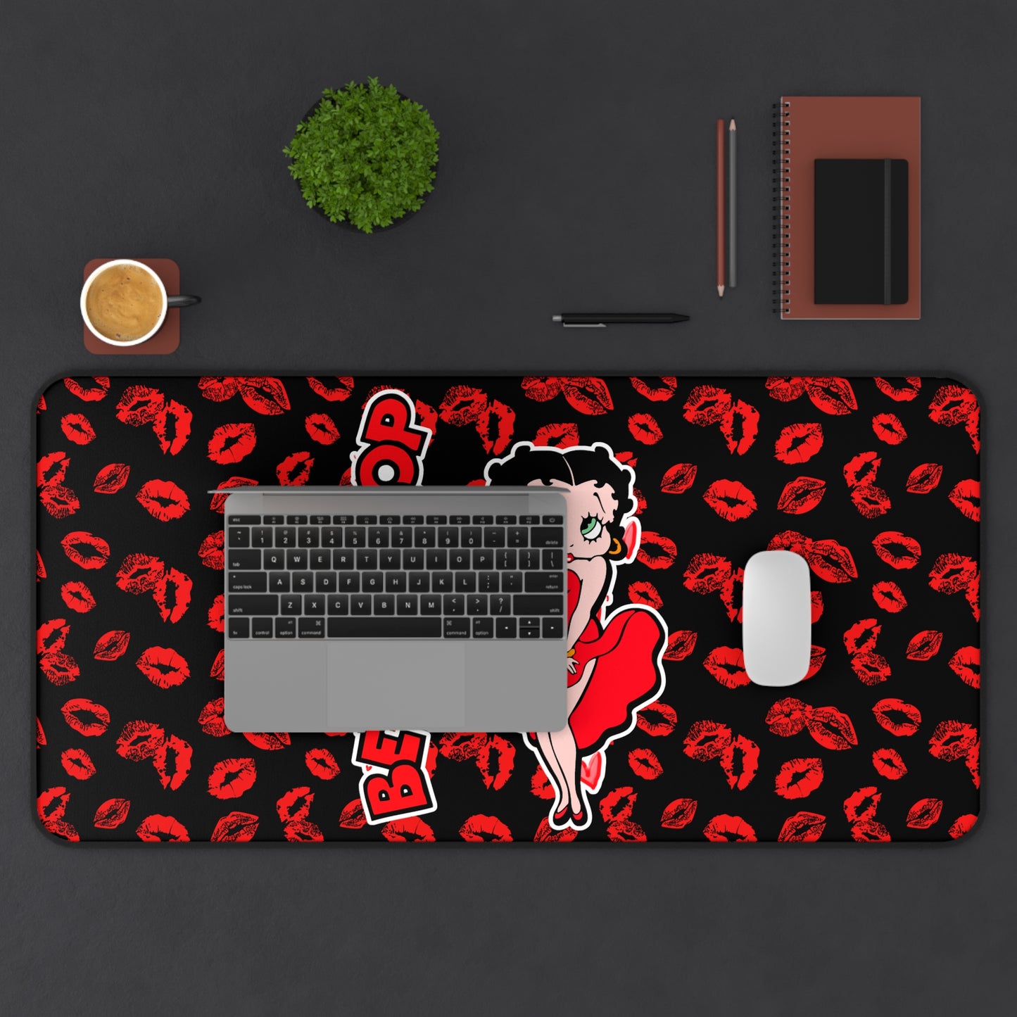 Betty Boop Red Kiss Desk Mat — Retro Pinup Mouse Pad