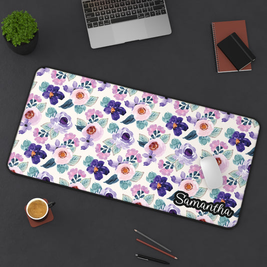 Personalized Purple Lilac Flowers Desk Mat | Cute Desk Pad