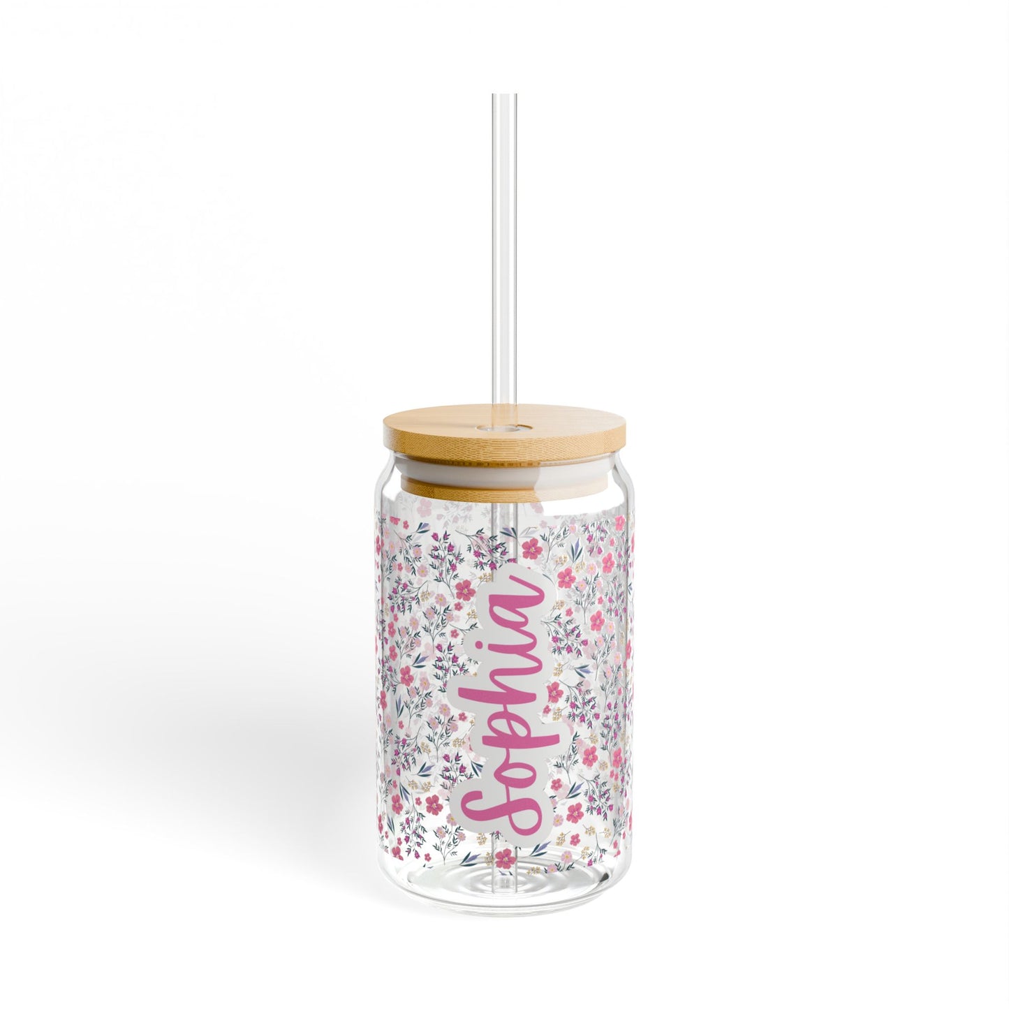 Personalized Glass Cup, 16oz | With Lid & Straw