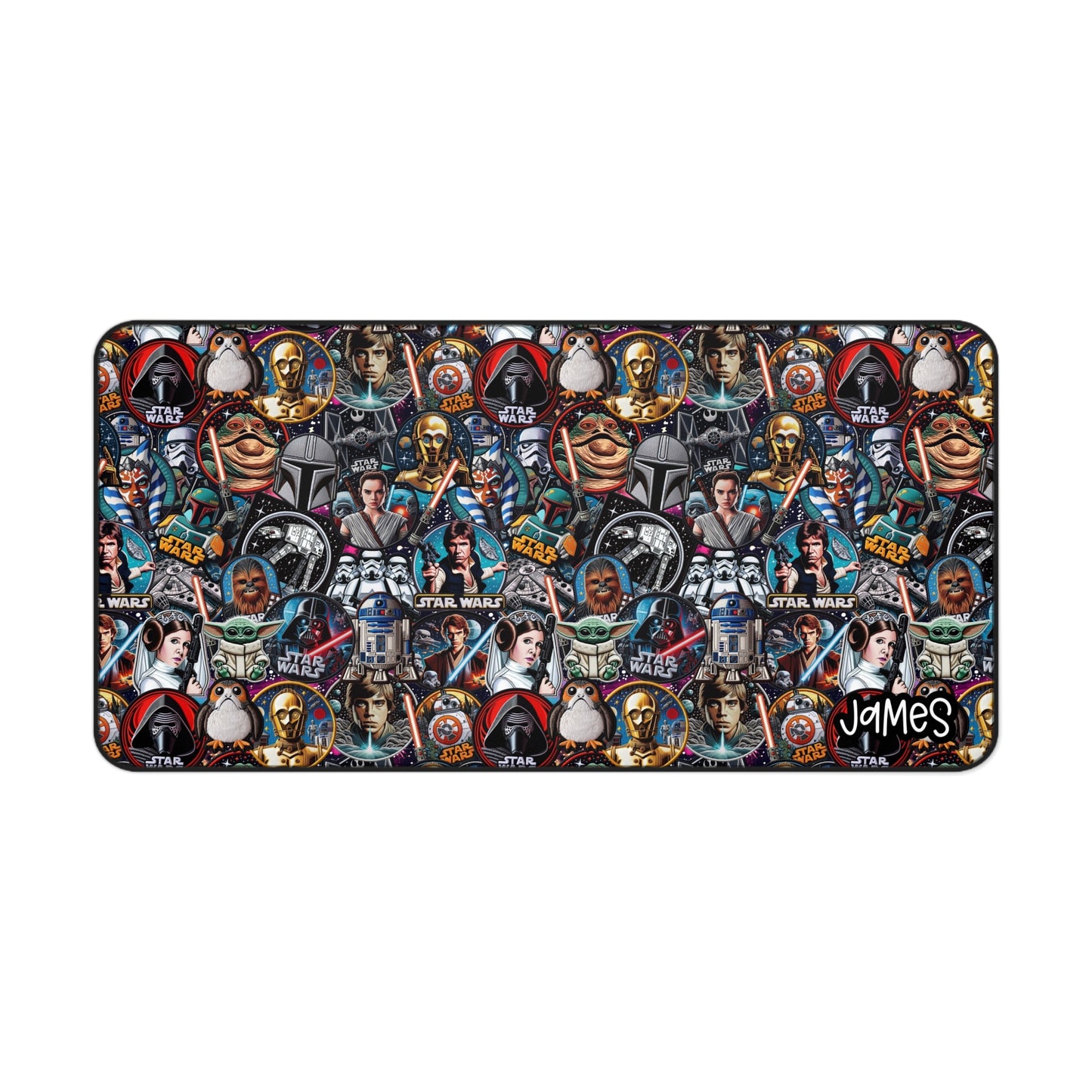 Star Wars Collage Gaming Desk Mat — Customizable Name