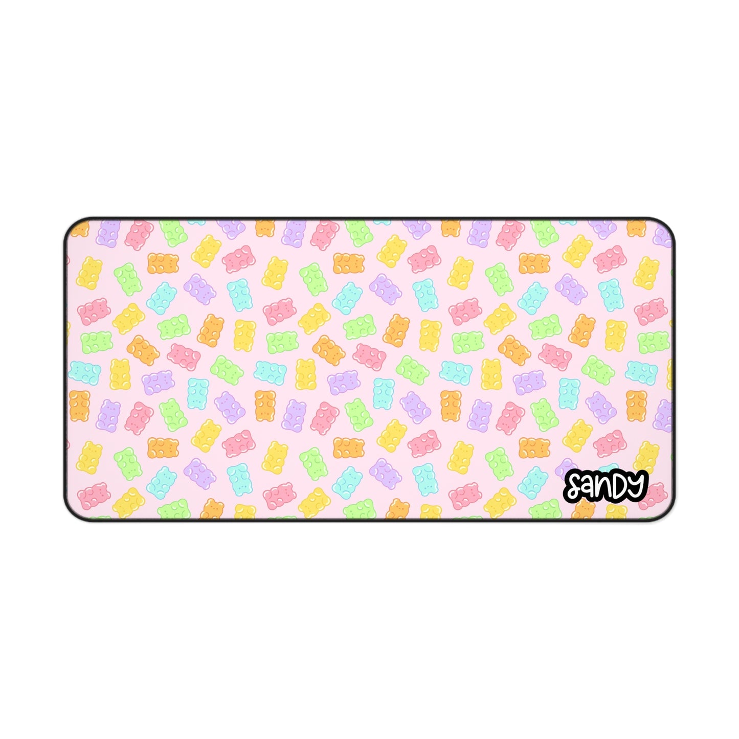 Pastel Gummy Bear Pattern Desk Mat (pink) | Cute Candy Mouse Pad | Cute Valentine Desk Mat