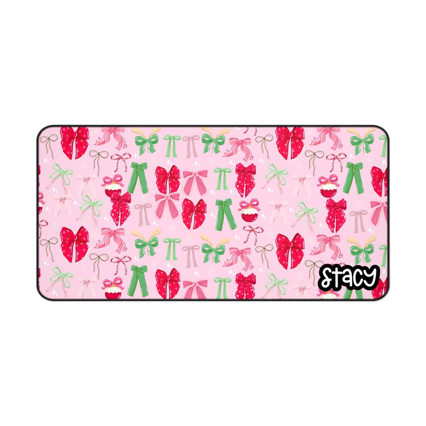 Coquette Christmas Bows Pink Desk Mat