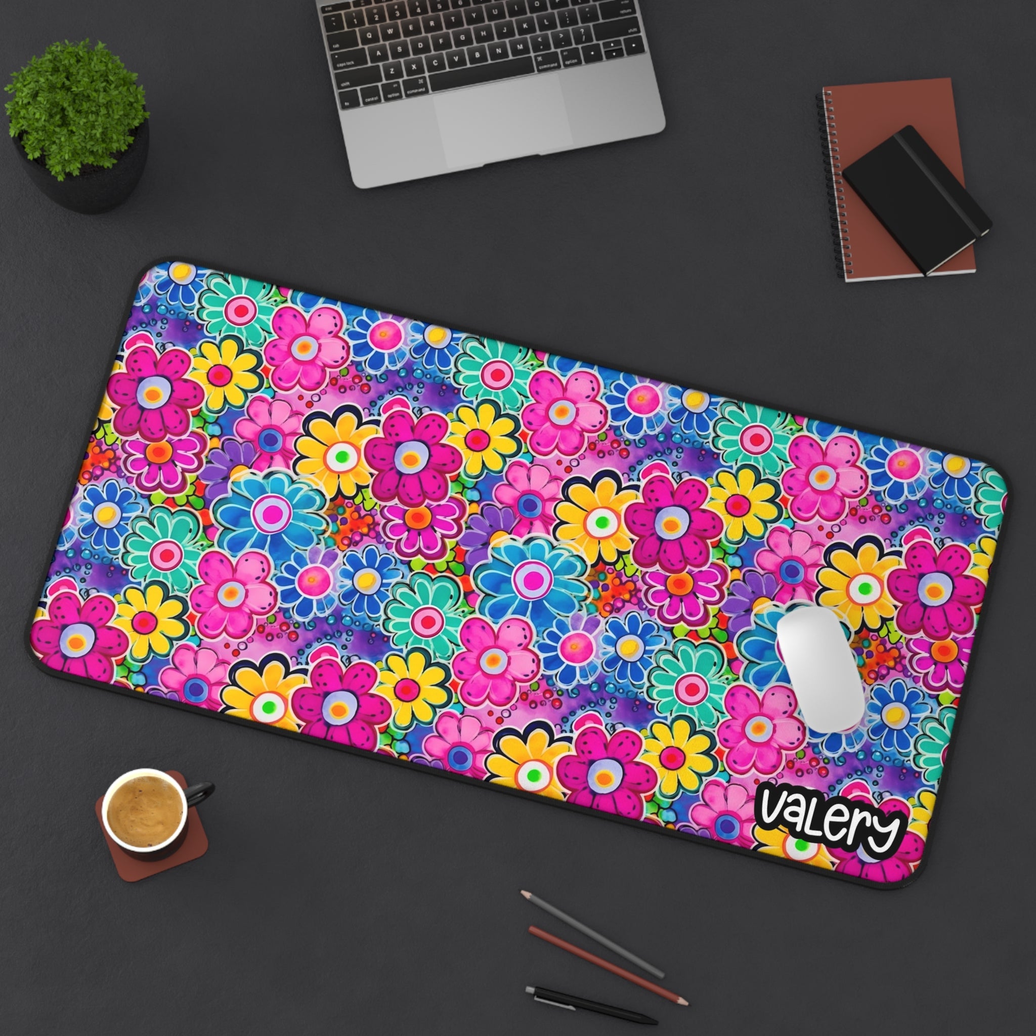 Colorful Floral Desk Mat for Home Office, Vibrant Mouse Pad, Gifts for ...