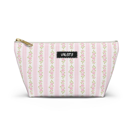 Personalized Pink Floral Pouch | Pink Floral Accesories Bag | Wipes & Dipes Pouch