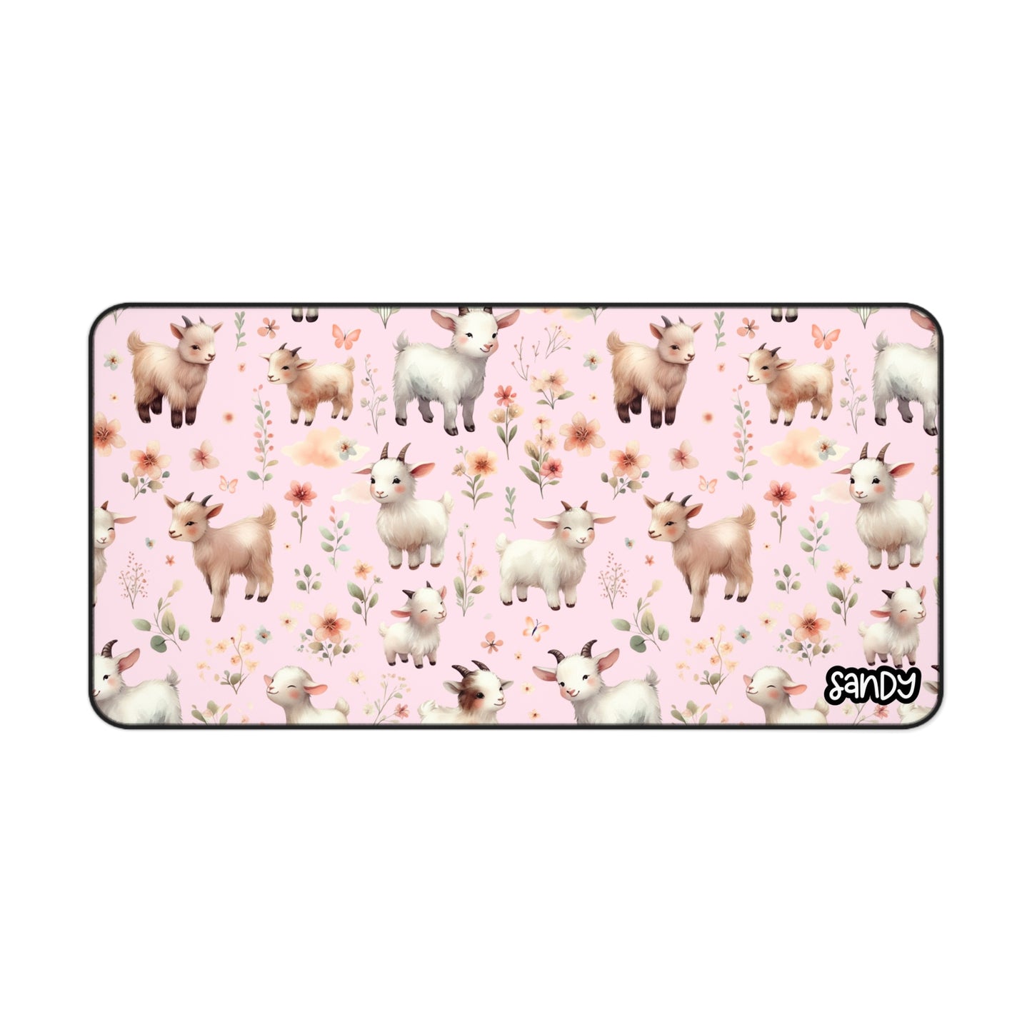 Pink Baby Goats Desk Mat — Cute Goats Mouse Pad