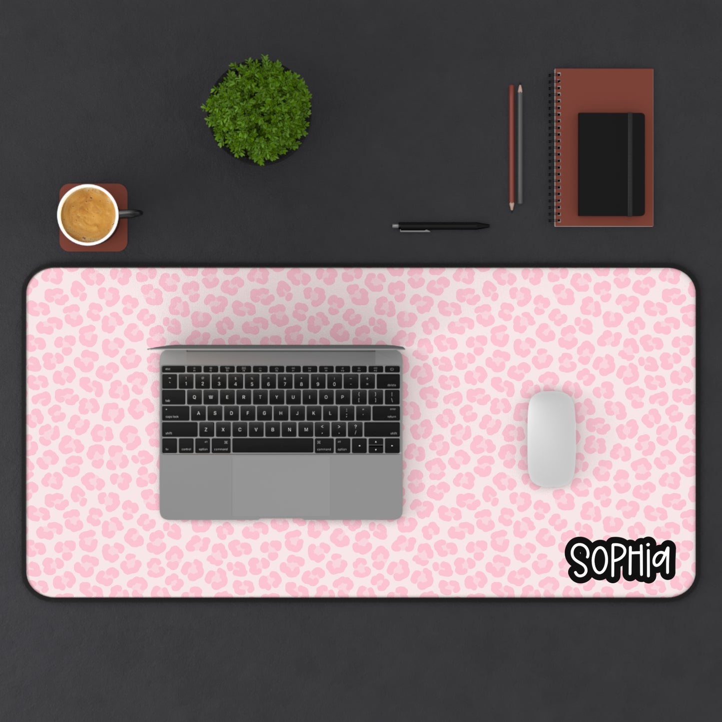 Pink Leopard Desk Mat — Personalized Leopard Mousepad