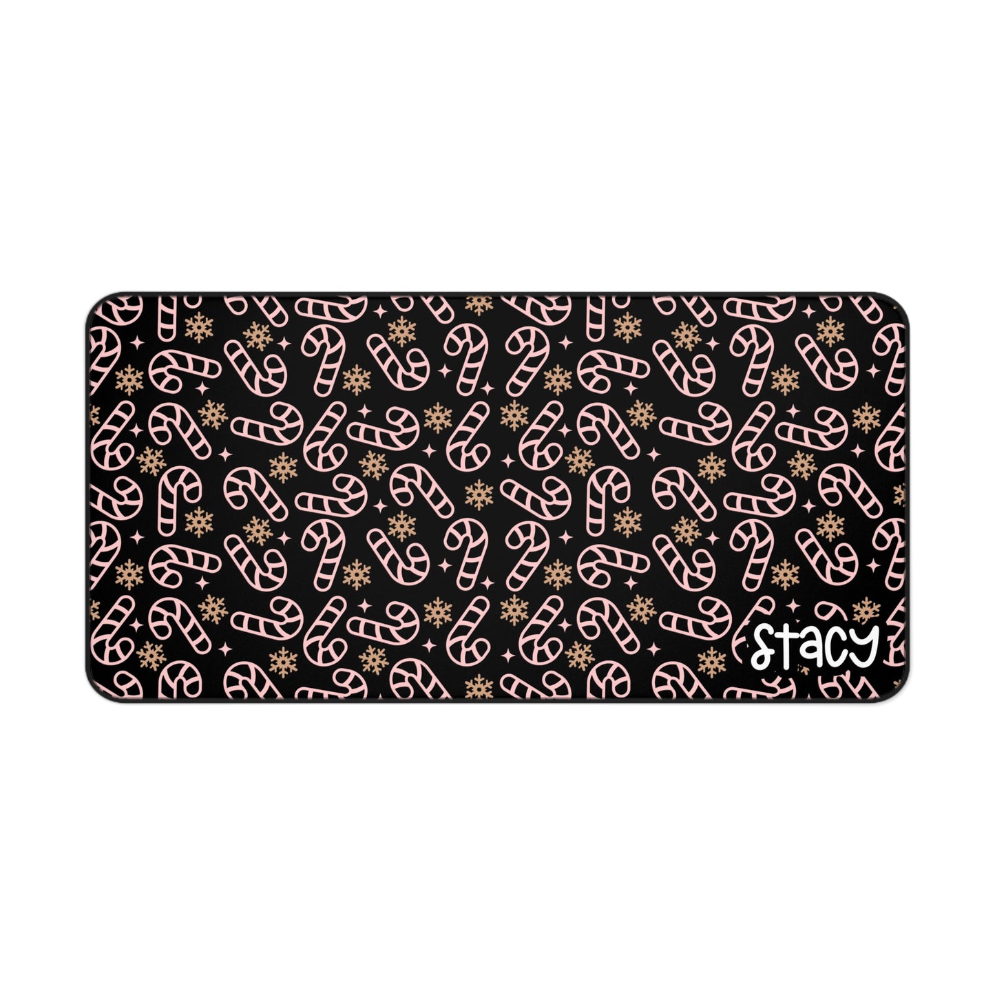 Holiday Candy Cane Desk Mat with Personalized Name