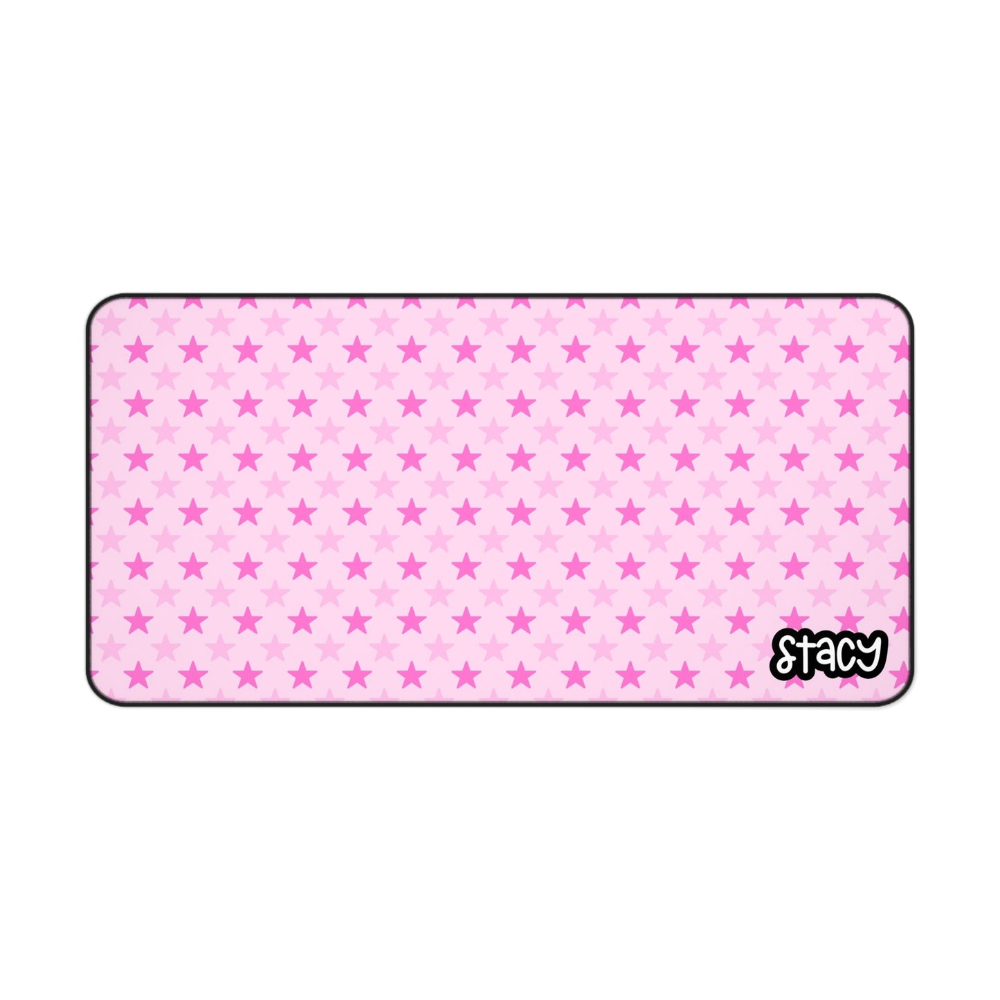 Custom Pink Star Desk Mat with Personalized Name