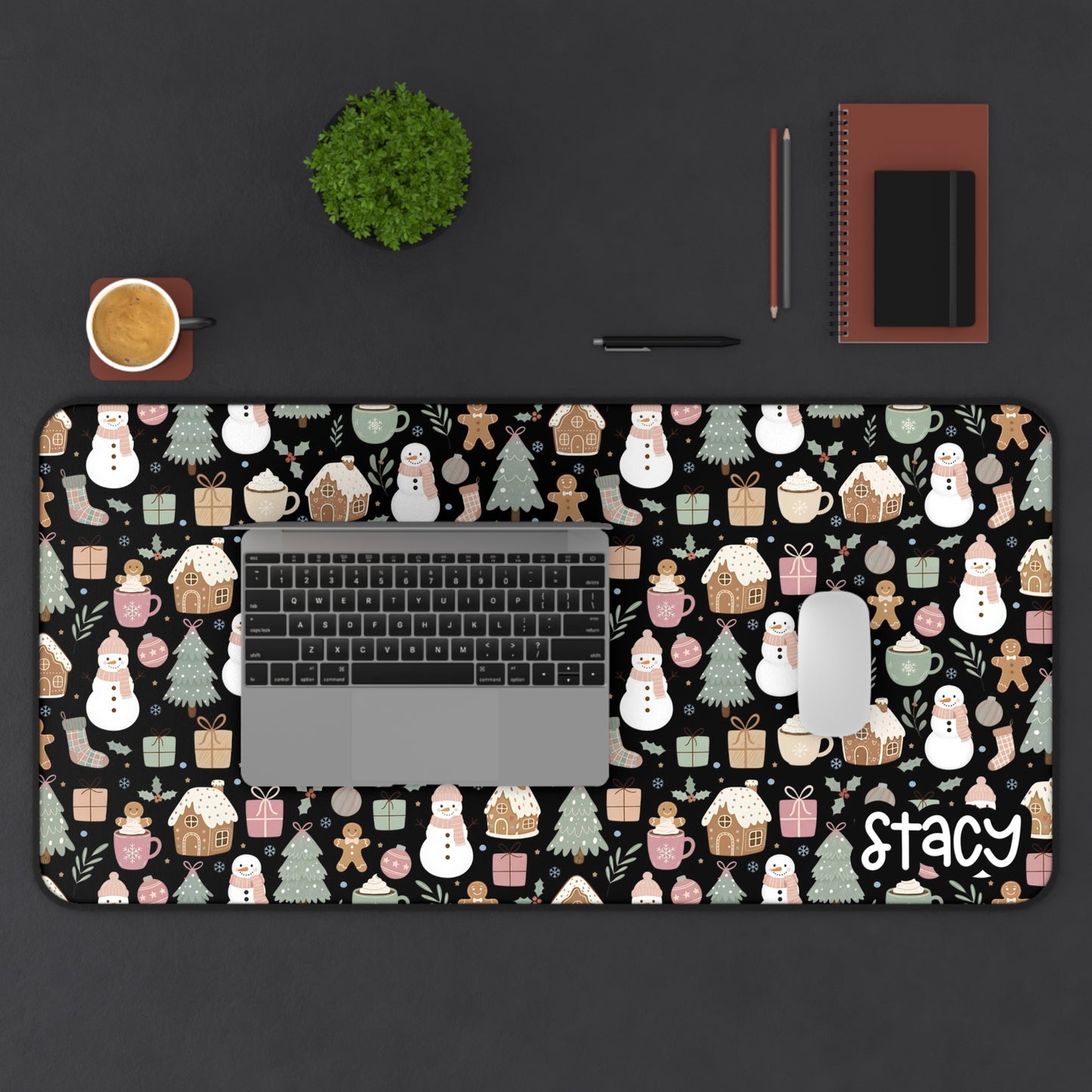 Personalized Christmas Desk Mat – Santa, Snowmen & Holiday Cheer