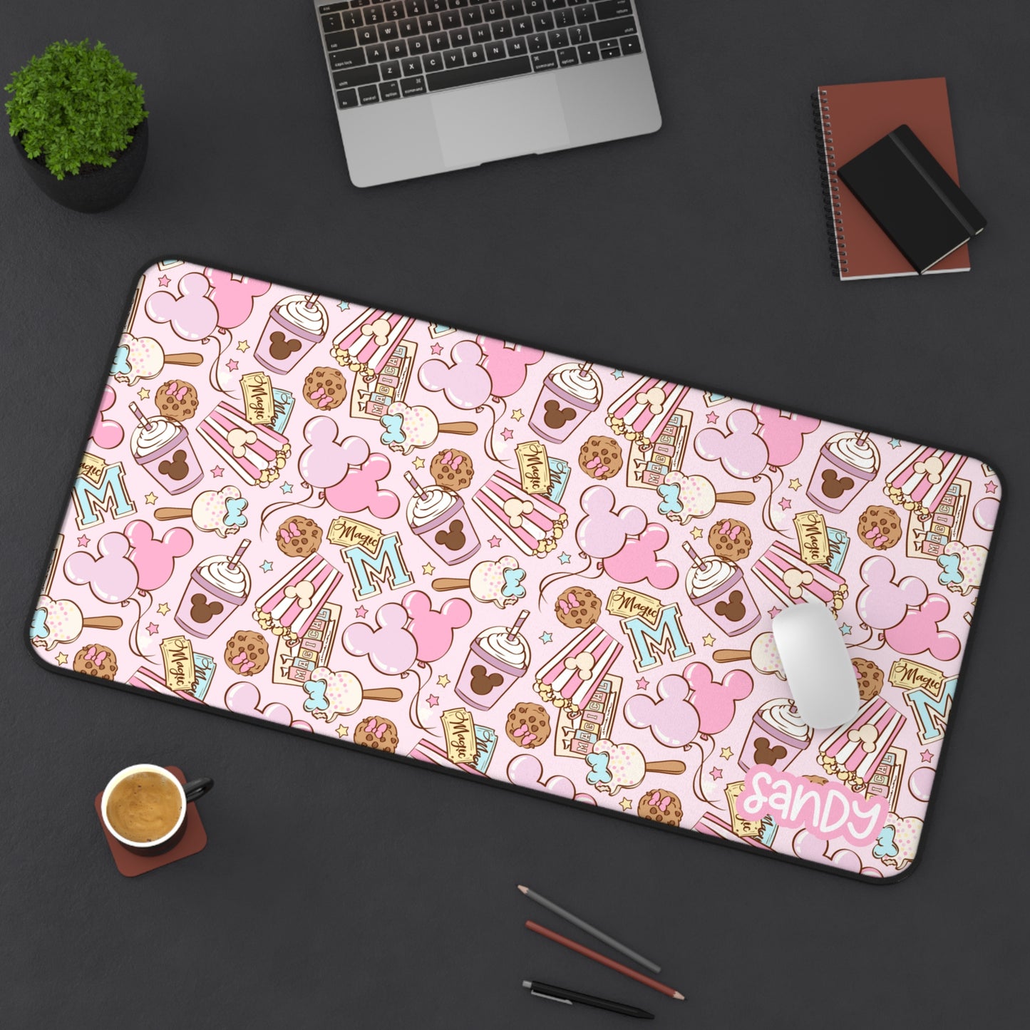 Pink Magical World Snack Pattern Desk Mat — Cute Magical World Mousepad