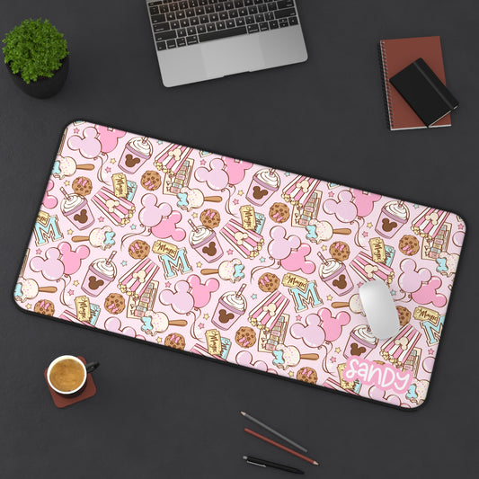 Pink Magical World Snack Pattern Desk Mat — Cute Magical World Mousepad