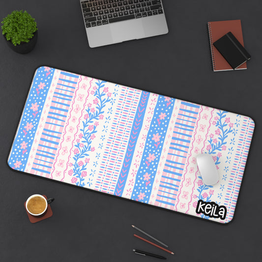 Personalized Coquette Floral & Geometric Desk Mat – Stylish & Functional Workspace Accessory