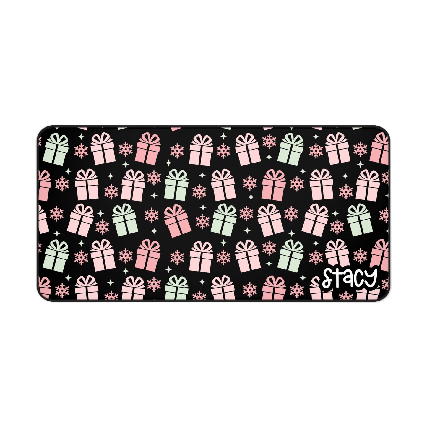 Pink Christmas Gifts Desk Mat (black)