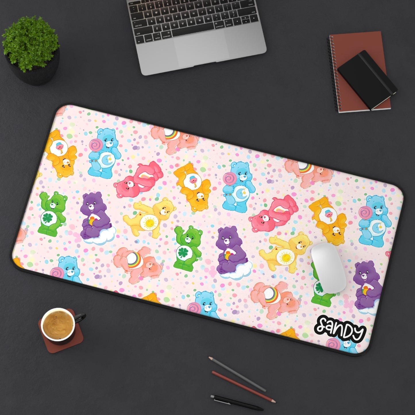 Care Bears Pattern Desk Mat — Cute Pastel Gaming & Work Mousepad