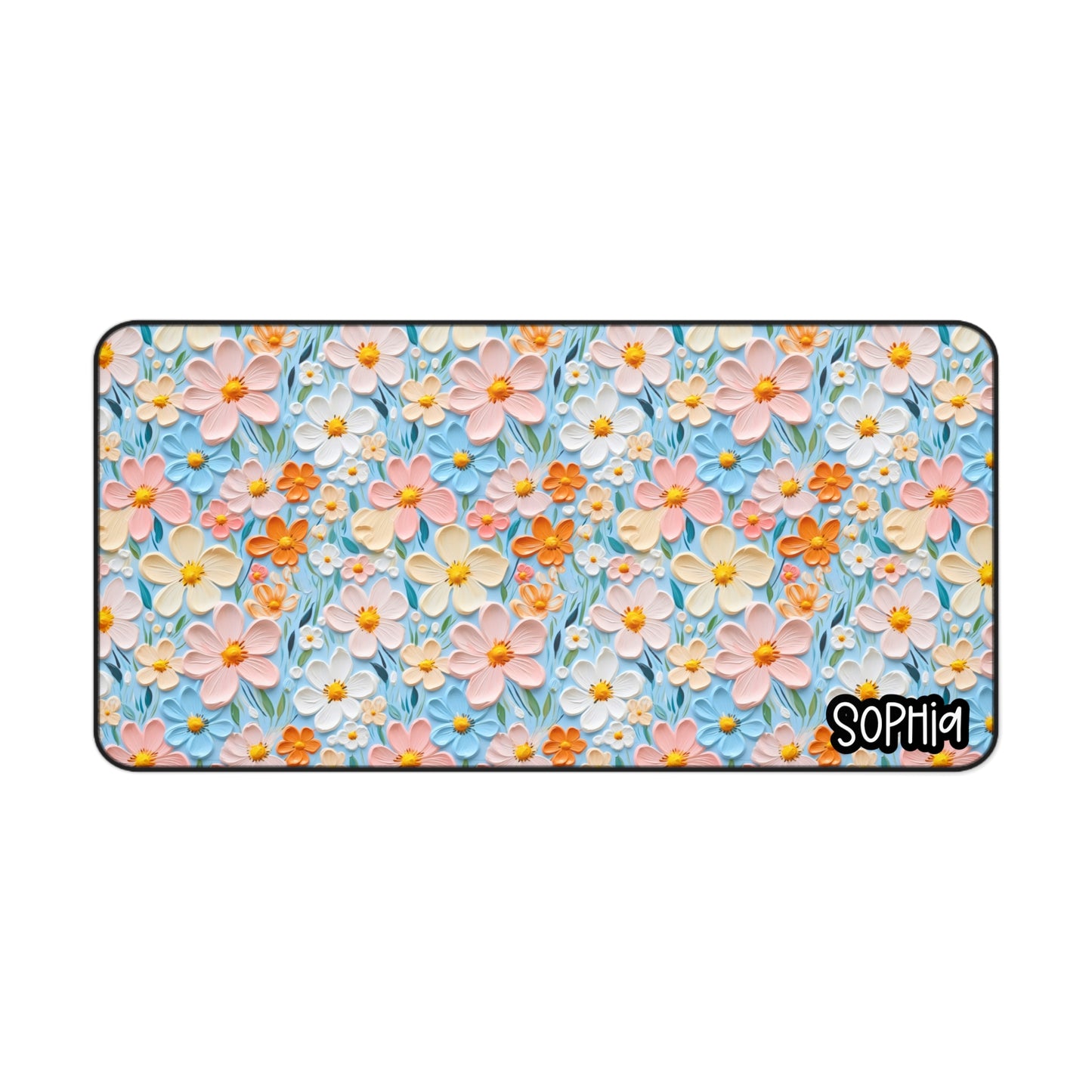 3D Floral Pastel Desk Mat — Personalized Office Pad