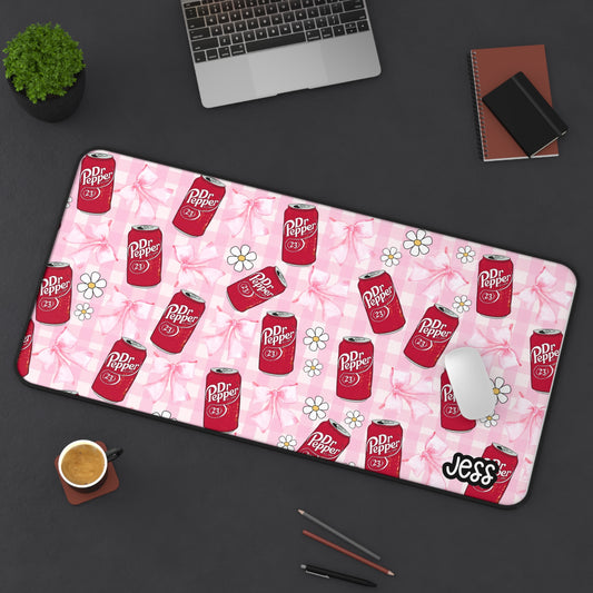Soda Can Pink Gingham Desk Mat | Customizable CHOOSE YOUR FAVORITE SODA