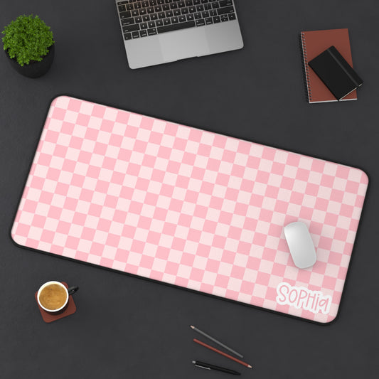 Pink Checker Desk Mat – Personalized Customizable Mouse Pad