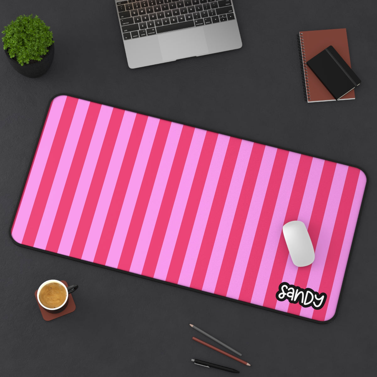 Striped Pink Desk Mat | Pink Stripes Desk Mat