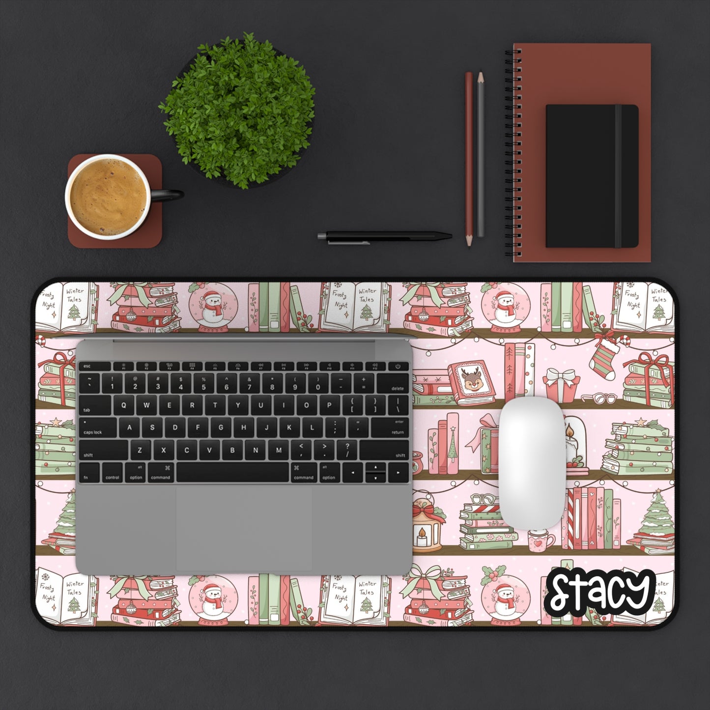 Bookish Christmas Desk Mat