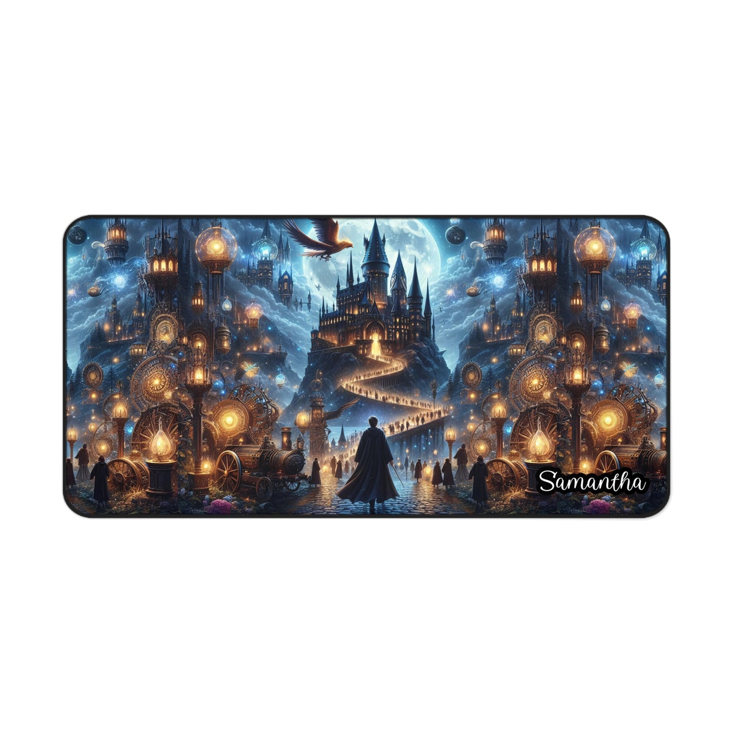 Wizard Themed Desk Mat - Personalized Magic Castle Desk Mat — Fantasy Mouse Pad