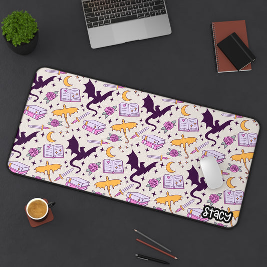 Fantasy Desk Mat (beige), Romantasy Desk Mat, Bookish Desk Mat, Bookish Mouse Pad