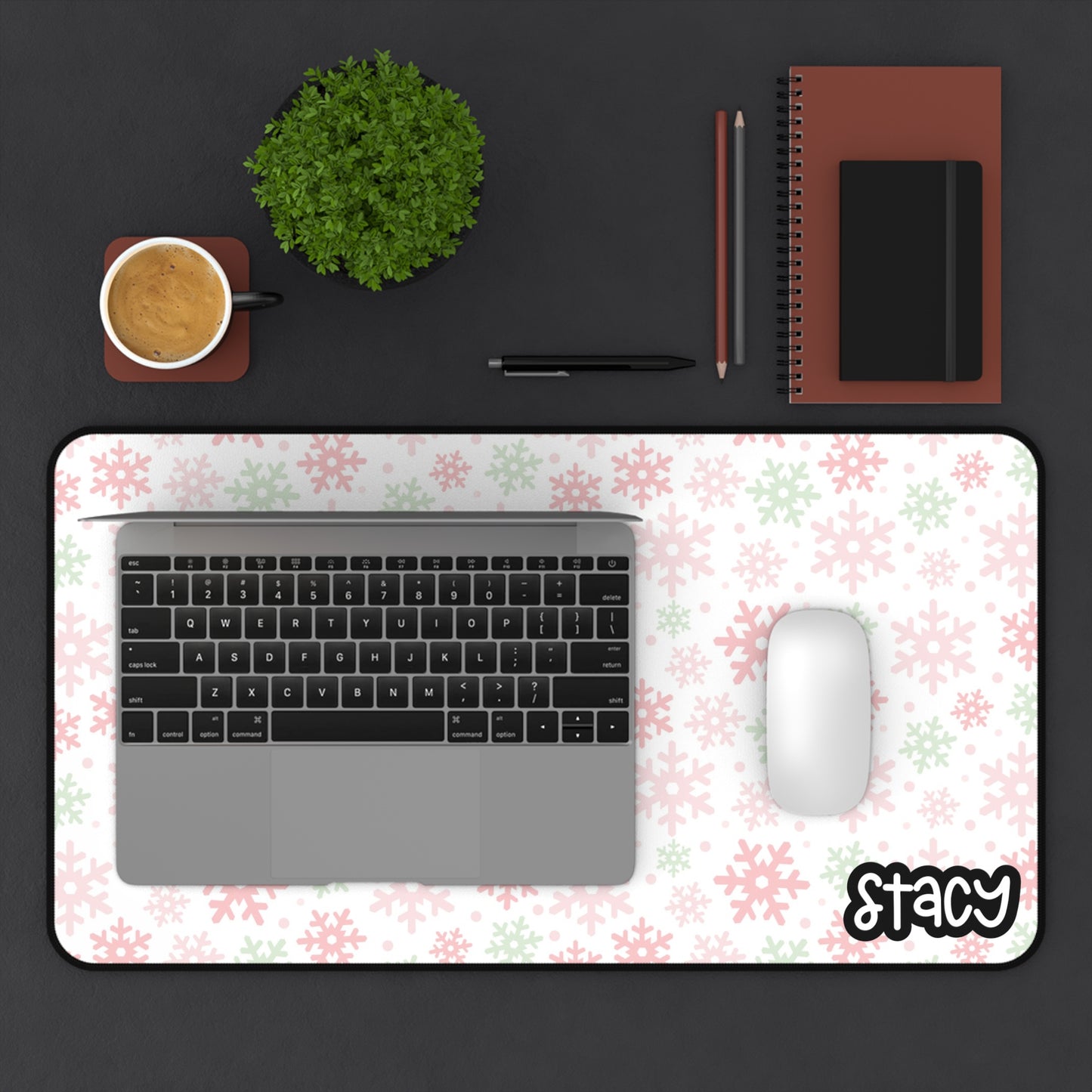 Personalized Winter Snowflake Desk Mat
