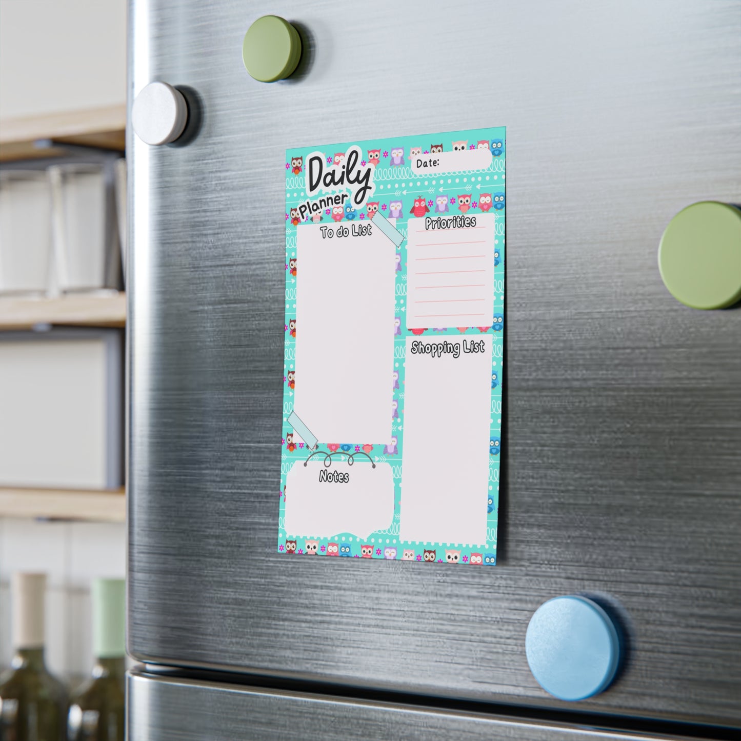Daily Planner Owl Checklist Post-it Note Pad — To-Do, Priorities, Shopping & Notes Organizer