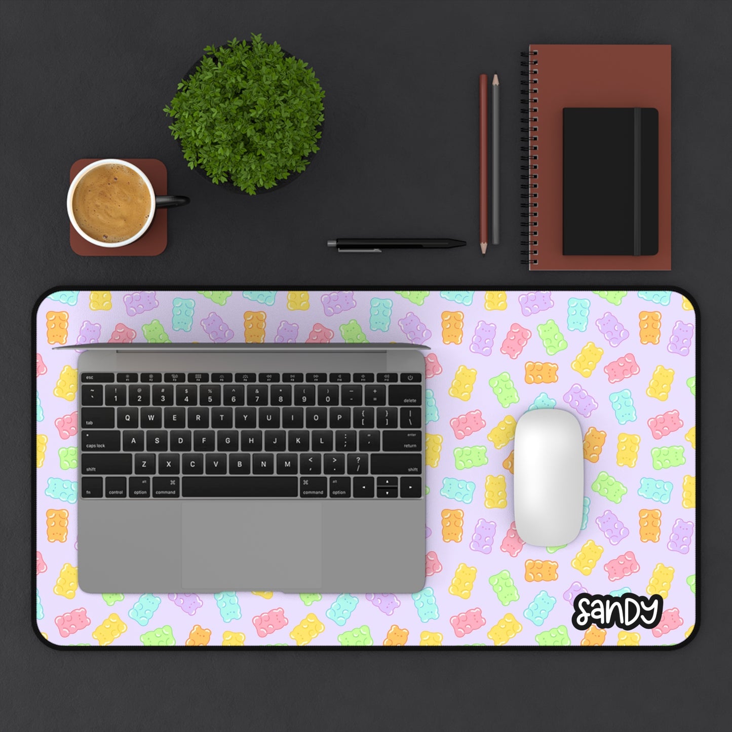 Pastel Gummy Bear Desk Mat (lavender) | Valentine Desk Mat | Cute Gaming Mousepad
