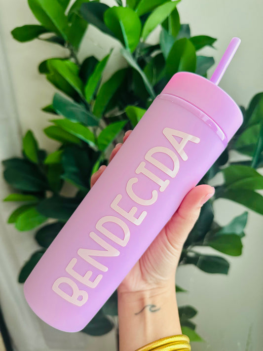 Bendecida Pink Tumbler – Blessed Soft Girl Aesthetic, 20oz with Straw