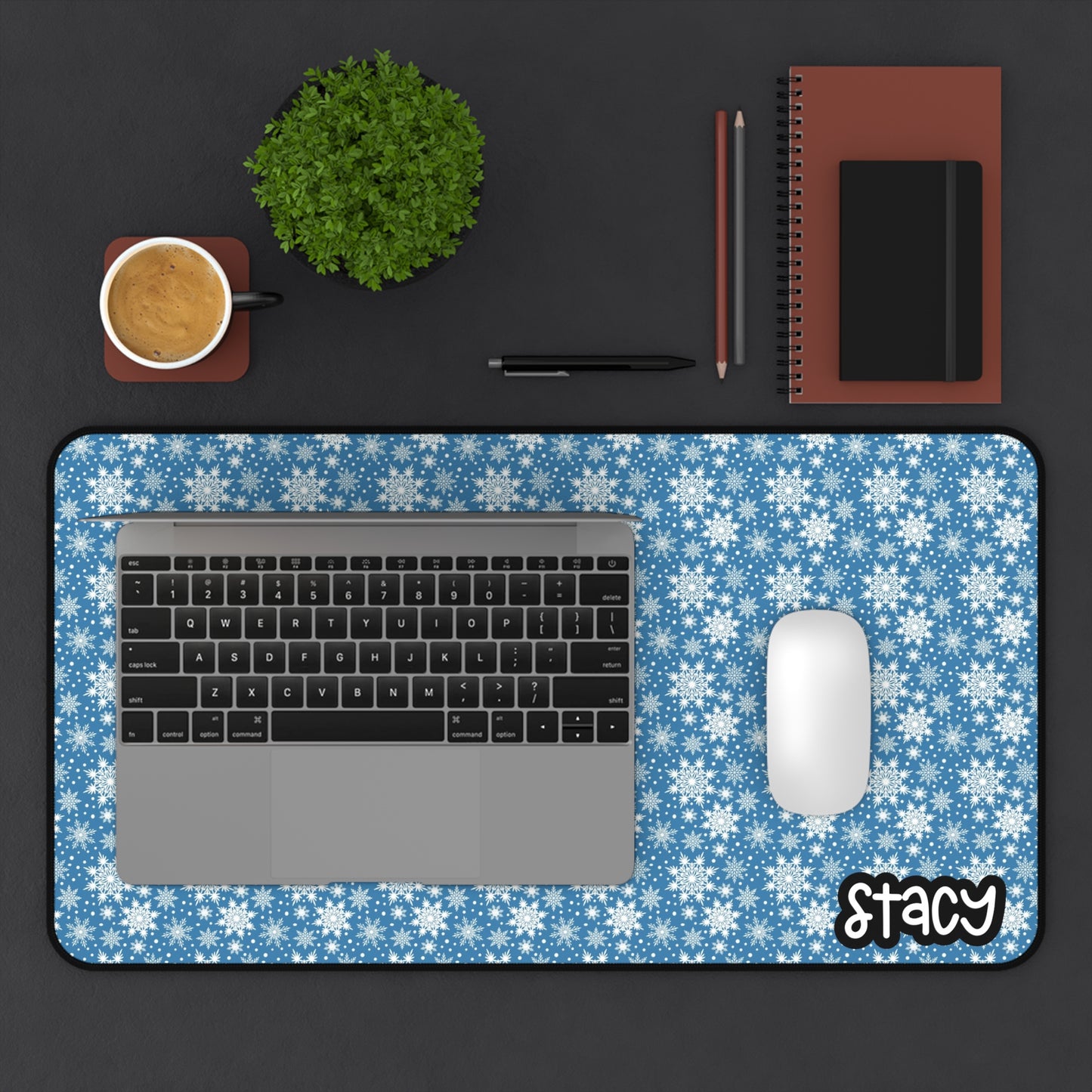 Blue & White Winter Wounderland Desk Mat