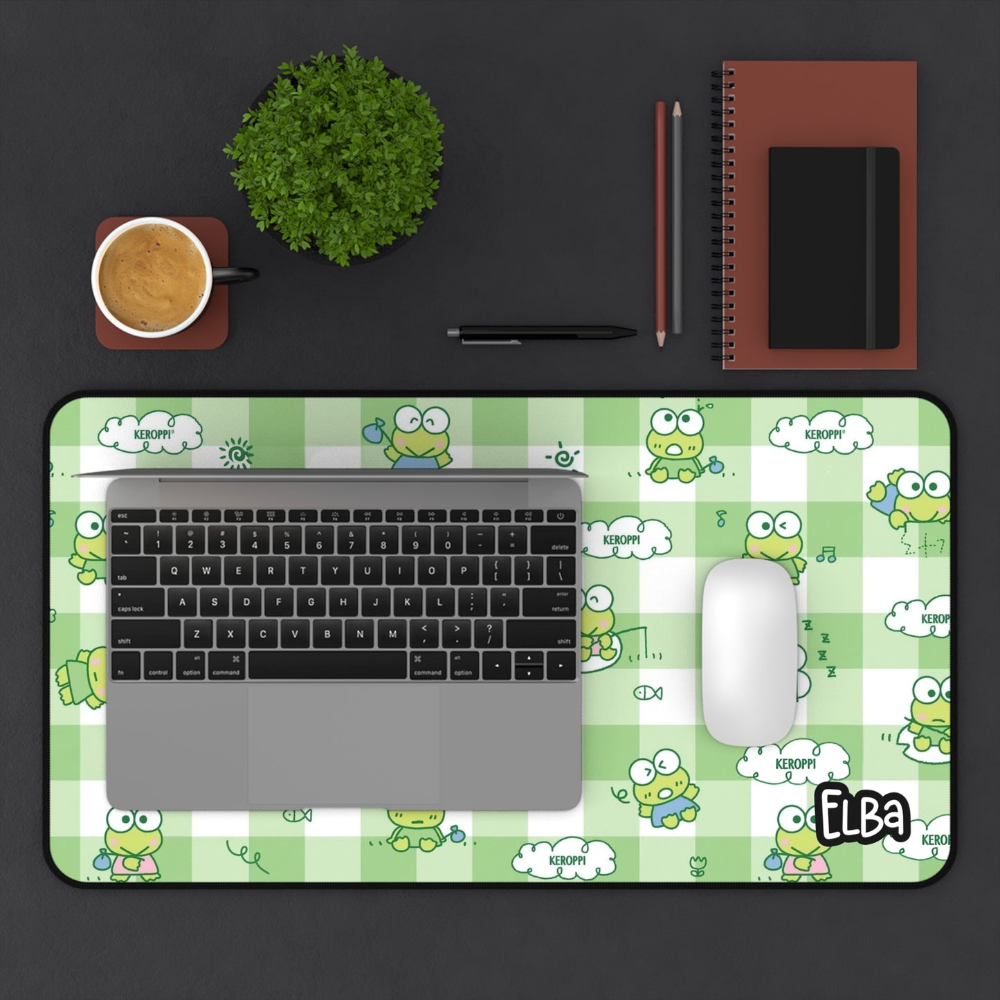 Cute Keroppi Desk Mat — Green Kawaii Mouse Pad for Work & Gaming