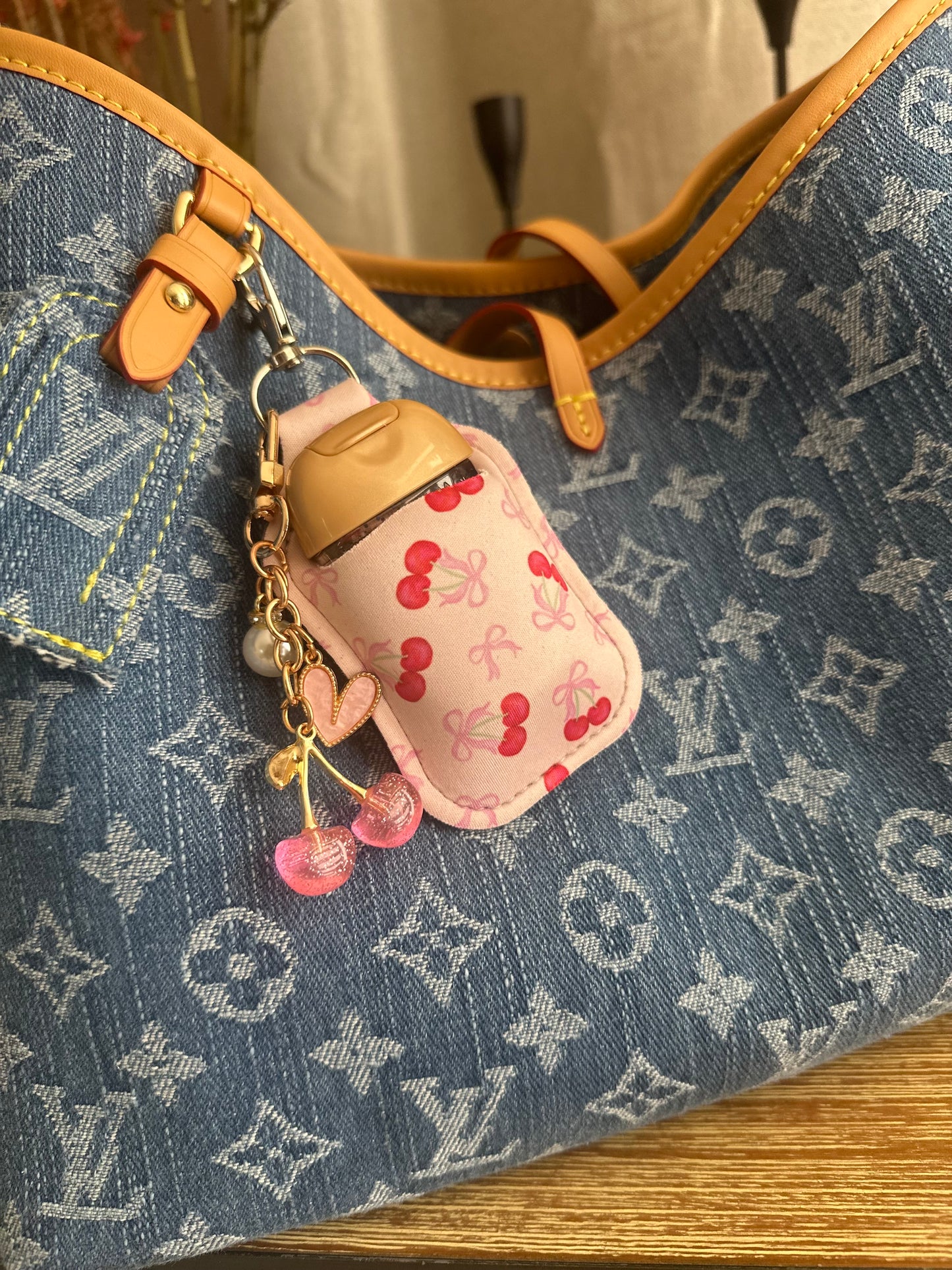Hand Sanitizer Holder Keychains| Includes free B&BW Hand Sanitizer & Mystery Charm | Add Puffy Initial Patch