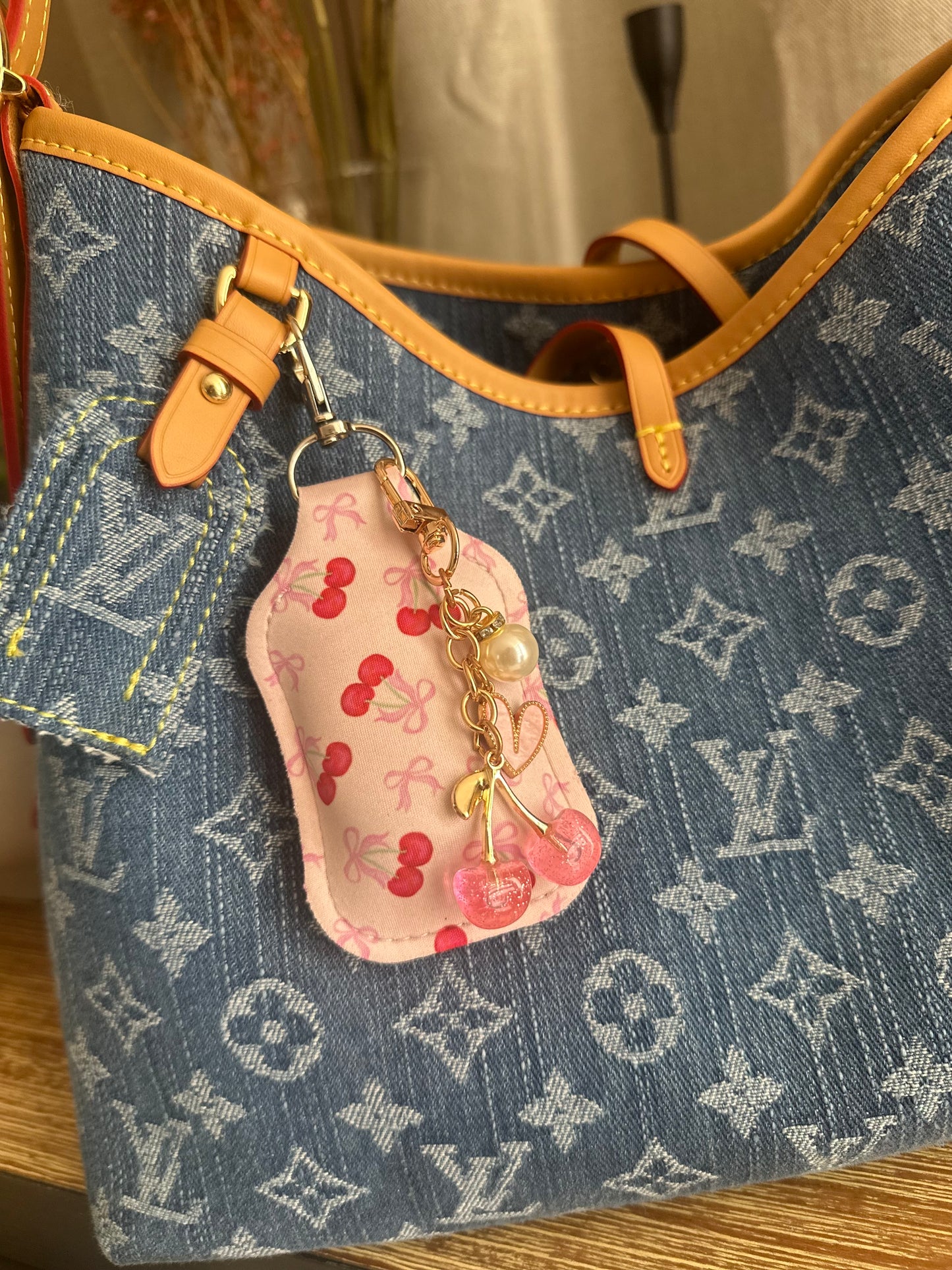 Hand Sanitizer Holder Keychains| Includes free B&BW Hand Sanitizer & Mystery Charm | Add Puffy Initial Patch