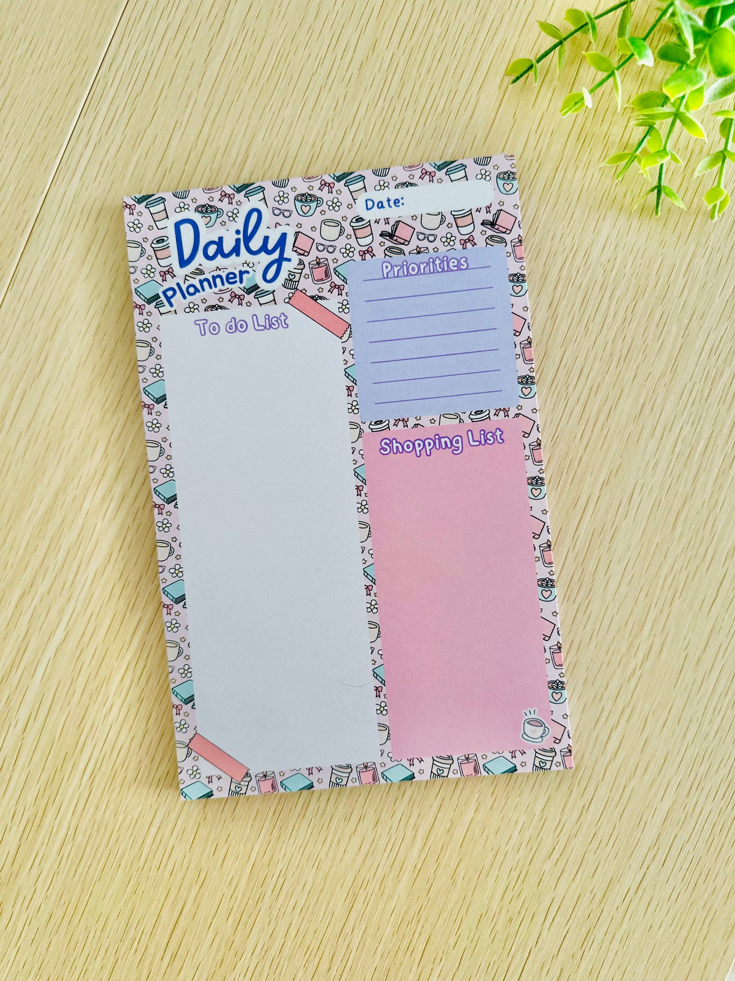 Cute Daily Planner Kit – Aesthetic Notepad, Pens, Highlighter & Clear Pouch | Cute Stationery Gift Set for Work or School