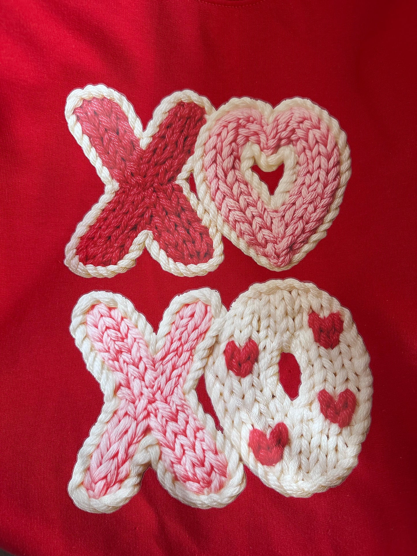 Cute Faux Yarn Style XOXO Red Sweatshirt