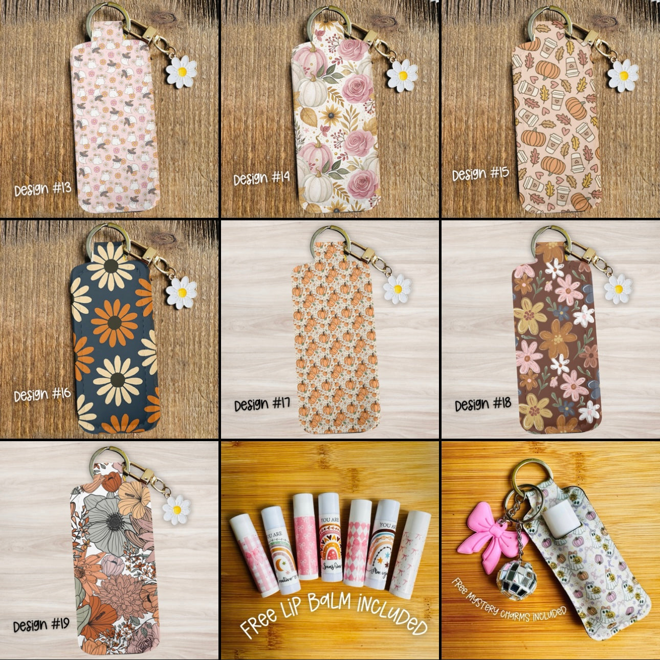 Lip Balm Keychain Holder with Free Lip Balm & Mystery Charms | Cute Bag Charm | Personalized Bag Charm - Free Shipping