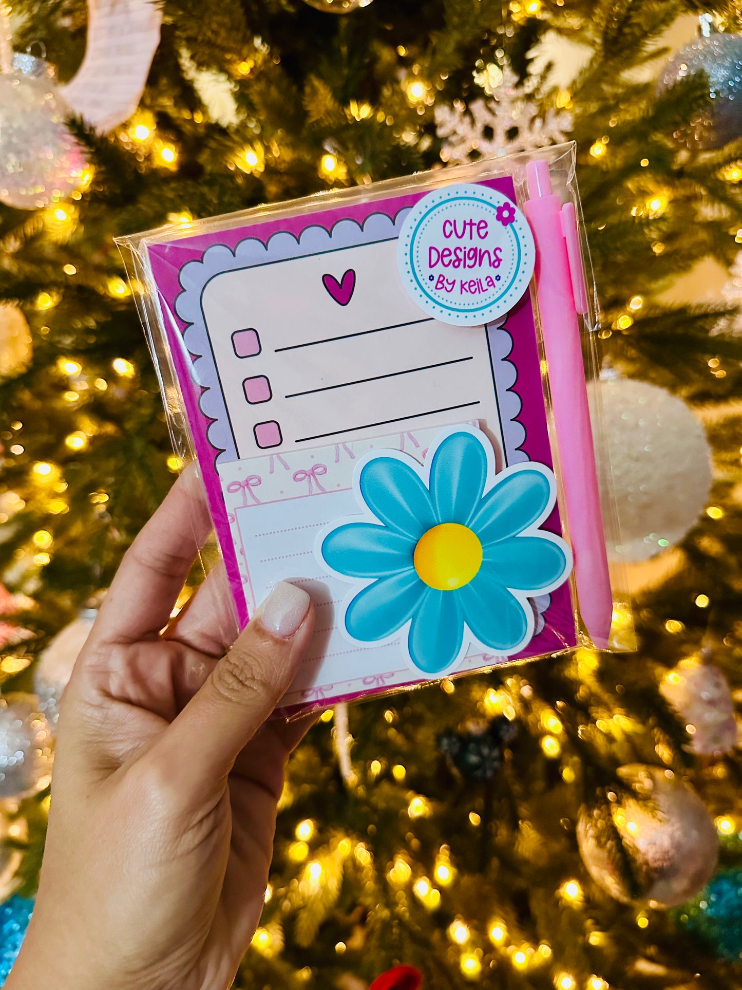 Cute Stationery Bundle: To-Do List Note Pad (50 Sheets), Coquette Sticky Notes Pad (25 sheets), Pen & Sticker | Desk Gift Set | Free Shipping