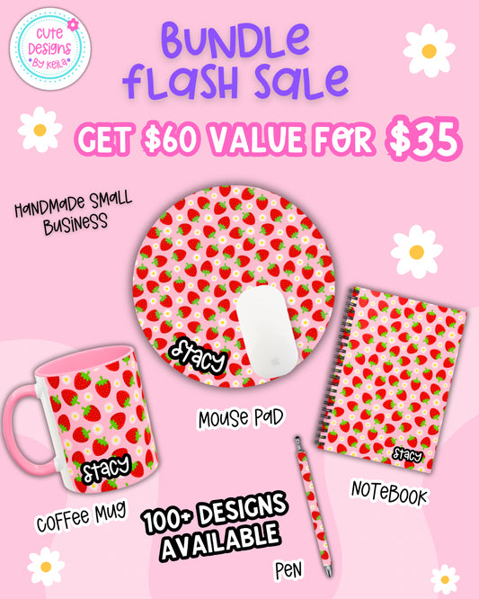 Matching mousepad, notebook, pen and 11oz ceramic coffee mug - Personalization option available!