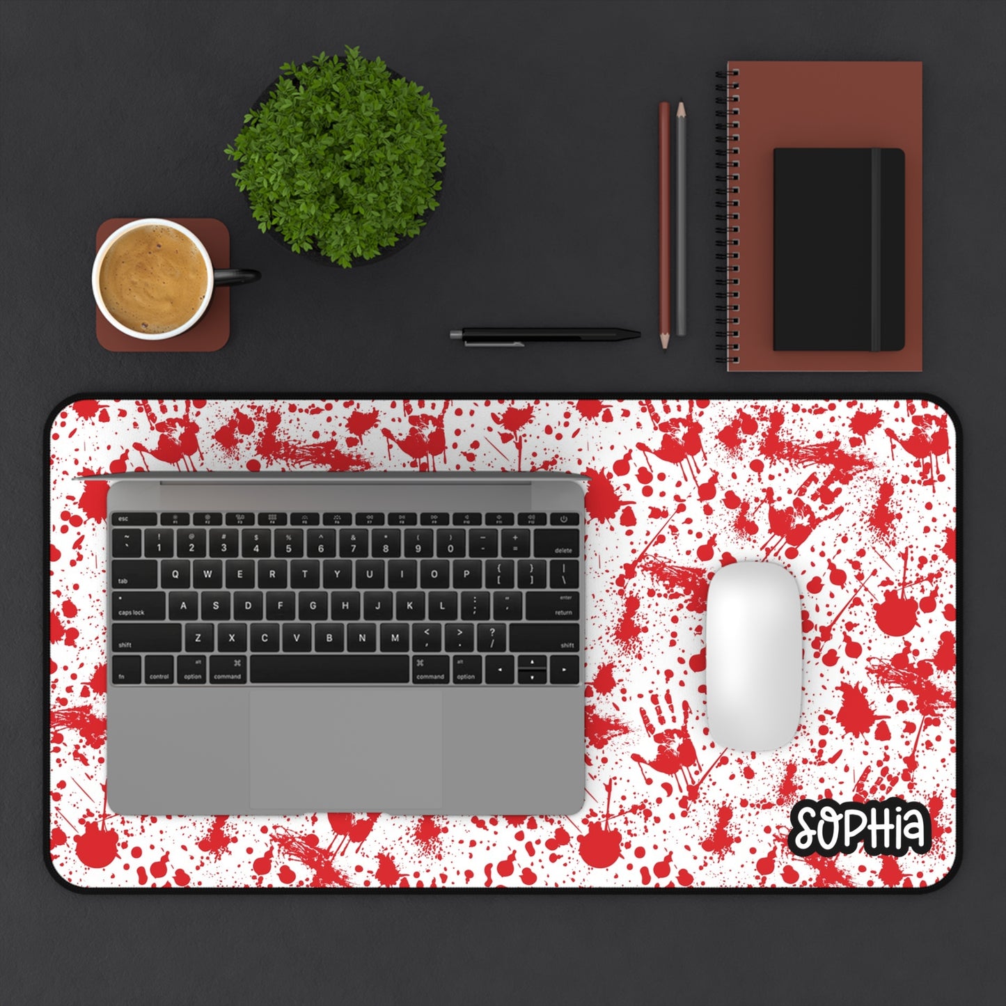 Blood Splatter Desk Mat| Horror Movie Desk Mat | Halloween Desk Mat
