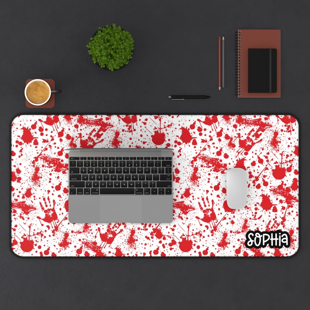 Blood Splatter Desk Mat| Horror Movie Desk Mat | Halloween Desk Mat