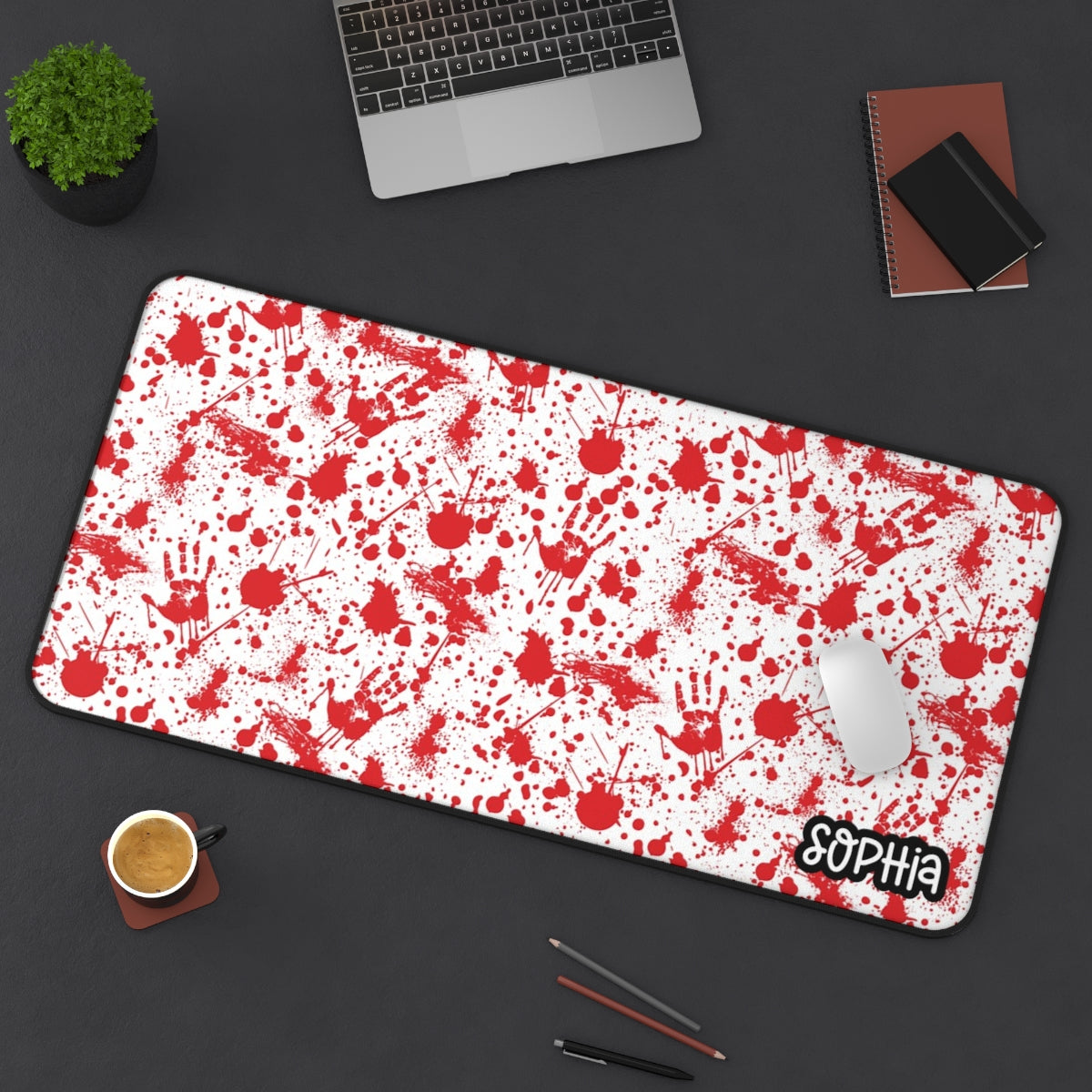 Blood Splatter Desk Mat| Horror Movie Desk Mat | Halloween Desk Mat