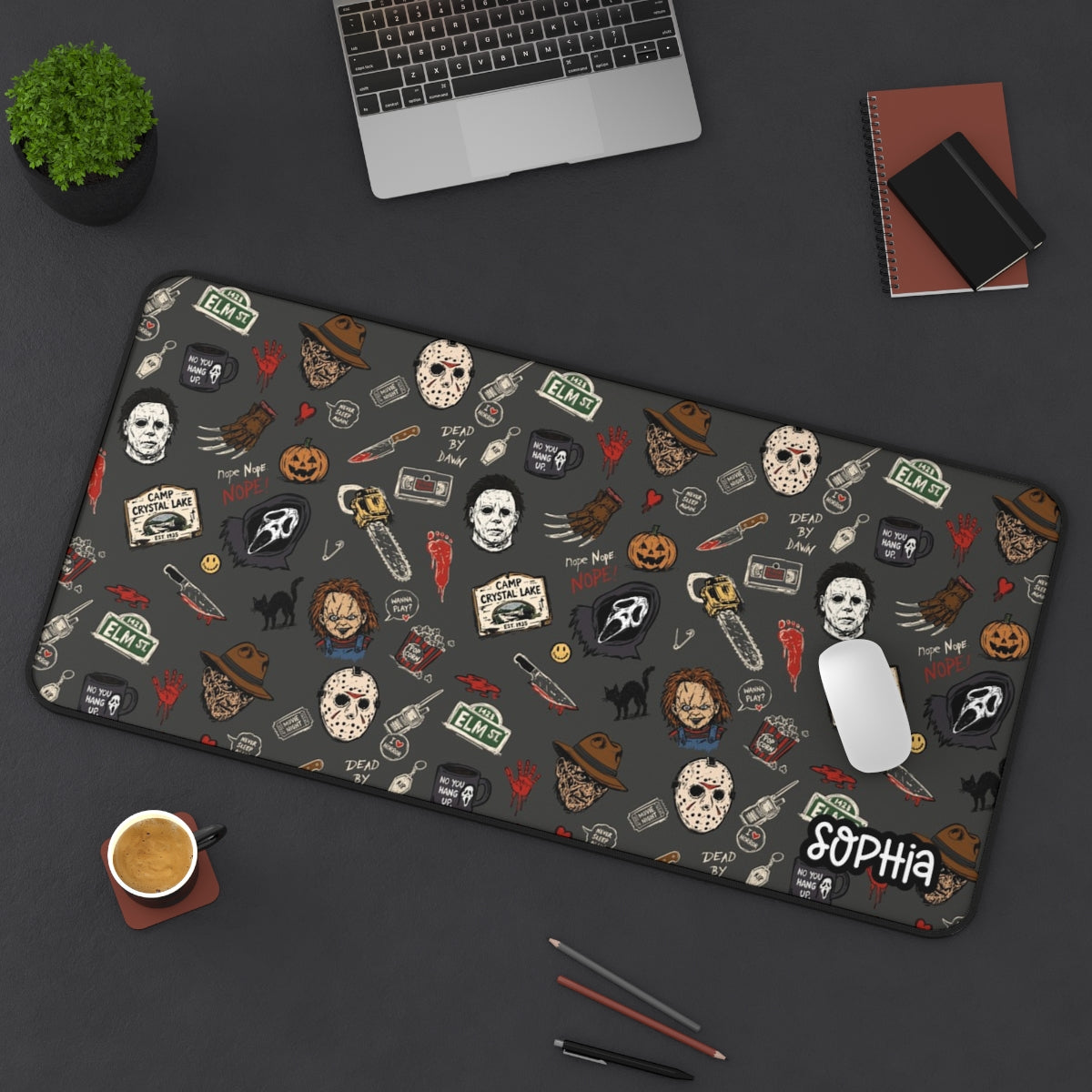 Horror Movie Icons Desk Mat | Halloween Desk Mat