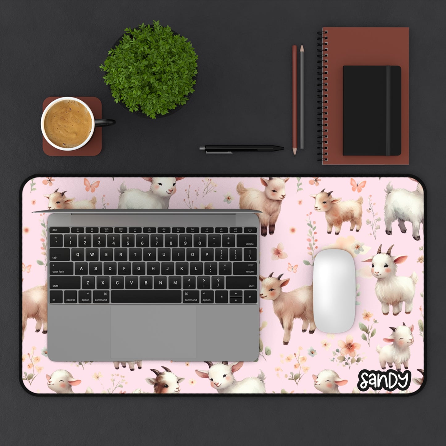 Pink Baby Goats Desk Mat — Cute Goats Mouse Pad