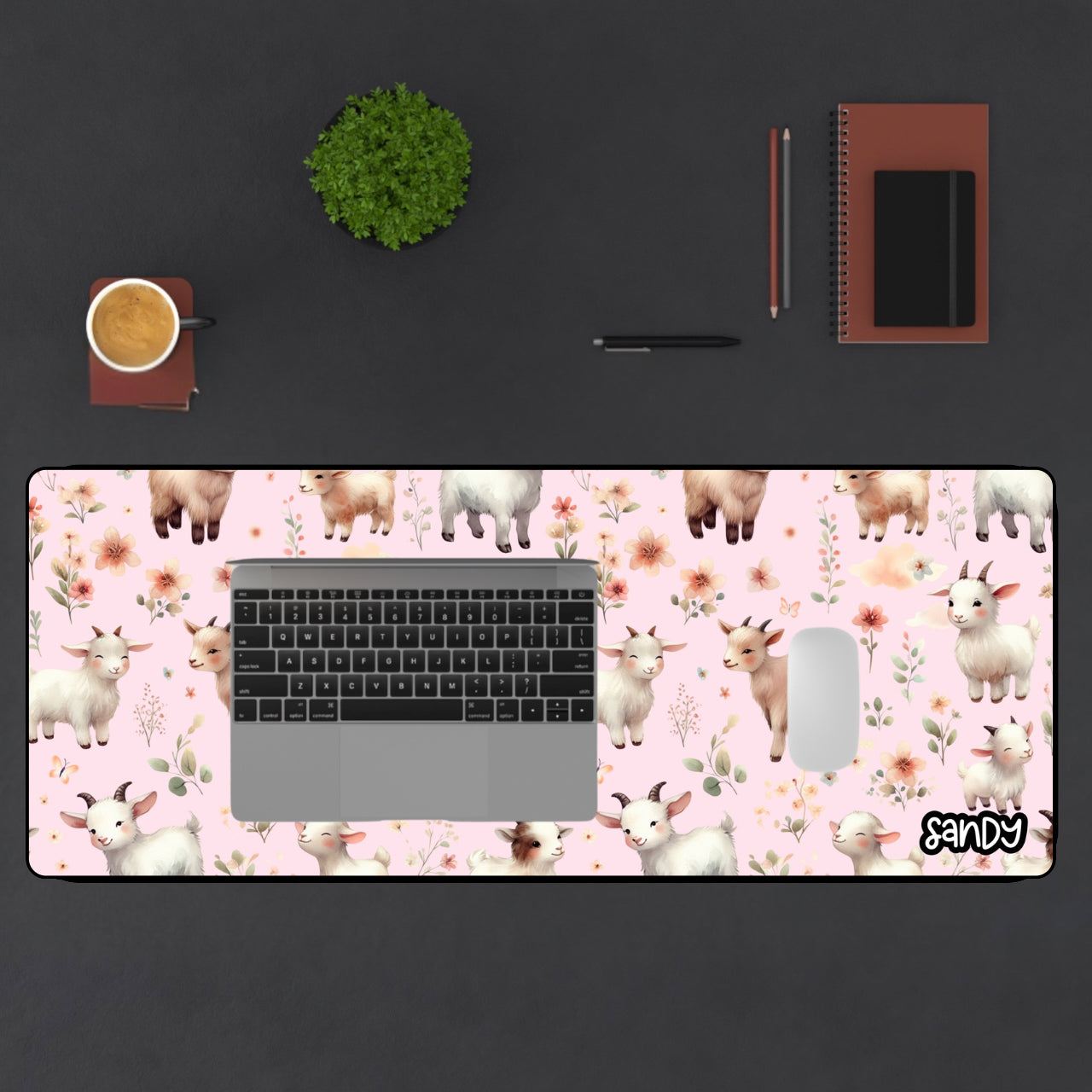 Pink Baby Goats Desk Mat — Cute Goats Mouse Pad