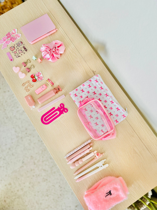 🎀 Simple Soft Girl Era Desk Kit Mystery Box — 29 Curated Items for a Cute Desk Glow‑Up | Pink Aesthetic Desk Set & Gift Box | Coquette Stationery Bundle