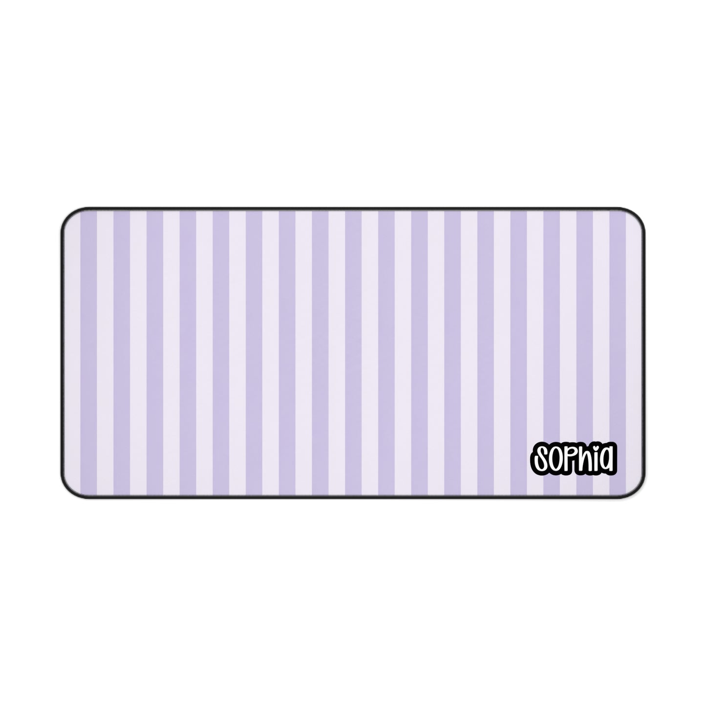Lavender Striped Desk Mat | Purple & White Personalized Desk Pad | Minimalist Aesthetic Desk Decor